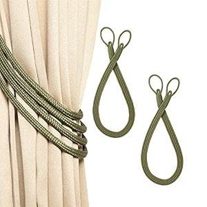 2 pack curtain 4 strand ropes tiebacks tie-backs curtain handmade holdbacks polyester 4 strand cord rope tieback - green