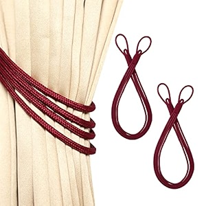 2 pack curtain 4 strand ropes tiebacks tie-backs curtain handmade holdbacks polyester 4 strand cord rope tieback - burgandy