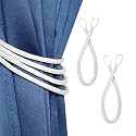 Curtain Tiebacks, 4 Strand Ropes, White, 2 Pack