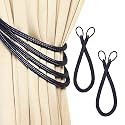 2 Pack Curtain 4 Strand Ropes Tiebacks Tie-Backs, Curtain Handmade Holdbacks, Polyester 4 Strand Cord Rope Tieback - Blue