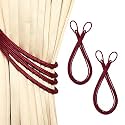2 Pack Curtain 4 Strand Ropes Tiebacks Tie-Backs, Curtain Handmade Holdbacks, Polyester 4 Strand Cord Rope Tieback - Burgandy