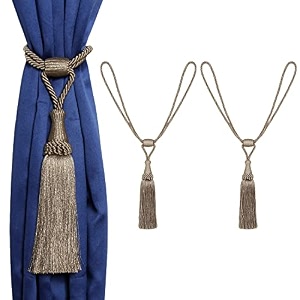 2 pack curtain tiebacks handmade elegant curtain tie backs holdbacks with tassel polyester curtain tieback for home office hotel decor - mink