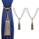 2 Pack Curtain Tiebacks Handmade Elegant Curtain Tie Backs Holdbacks with Tassel, Polyester Curtain Tieback for Home Office Hotel Decor - Mink