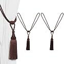 2 Pack Curtain Tiebacks Handmade Elegant Curtain Tie Backs Holdbacks with Tassel, Polyester Curtain Tieback for Home Office Hotel Decor - Brown