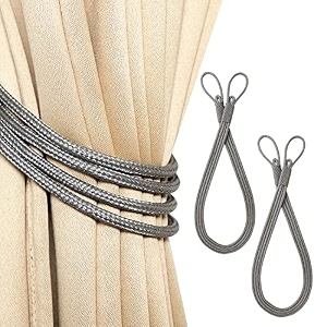 4 pack curtain 4 strand ropes tiebacks tie-backs curtain handmade holdbacks polyester 4 strand cord rope tieback - gray 4 pack