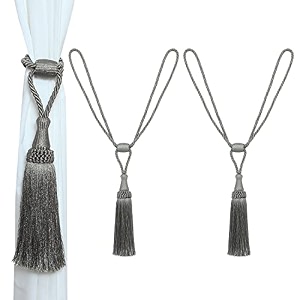 4 pack curtain tiebacks handmade elegant curtain tie backs holdbacks with tassel polyester curtain tieback for home office hotel decor - gray