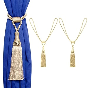 4 pack curtain tiebacks handmade elegant curtain tie backs holdbacks with tassel polyester curtain tieback for home office hotel decor - beige