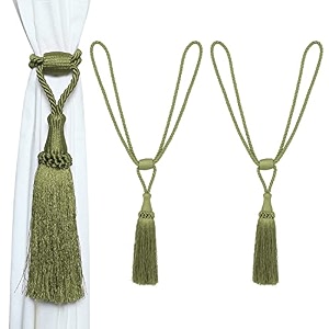 4 pack curtain tiebacks handmade elegant curtain tie backs holdbacks with tassel polyester curtain tieback for home office hotel decor - green