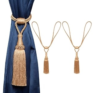 4 pack curtain tiebacks handmade elegant curtain tie backs holdbacks with tassel polyester curtain tieback for home office hotel decor - gold