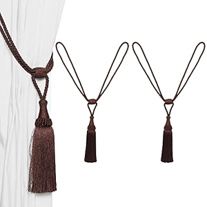 4 pack curtain tiebacks handmade elegant curtain tie backs holdbacks with tassel polyester curtain tieback for home office hotel decor - brown