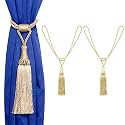 4 Pack Curtain Tiebacks Handmade Elegant Curtain Tie Backs Holdbacks with Tassel, Polyester Curtain Tieback for Home Office Hotel Decor - Beige