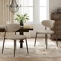 MALOL Dining Chairs Set of 2, Curved Back Kitchen Room Chairs with Metal Legs and Anti Slip Pads, Upholstered Dining Chair for Home and Restaurant, Camel