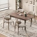 MALOL Dining Chairs Set of 4, Curved Back Kitchen Room Chairs with Metal Legs and Anti Slip Pads, Upholstered Dining Chair for Home and Restaurant, Camel