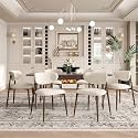 MALOL Dining Chairs Set of 6, Curved Back Kitchen Room Chairs with Metal Legs and Anti Slip Pads, Upholstered Dining Chair for Home and Restaurant, Beige