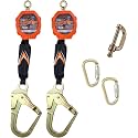 Malta Dynamics Pygmy Hog Web Self Retracting Lifeline – Fall Protection Retractable Safety Lanyard with Connector Kit and Rebar Hook, OSHA Compliant &amp; ANSI Compliant (6 Foot Dual Kit)