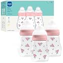 MAM 6oz Pure Glass Feel Good Anti-Colic 0+ Months Baby Bottle, Girl, (Pack of 18)