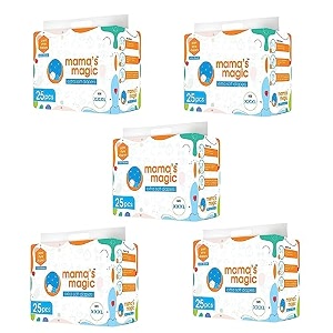 mama39s magic  baby pant diapers  extra soft - all round protection  super slim elastic  anti bacterial - absorbent material  size - xl  total piece - 25 pack of 1