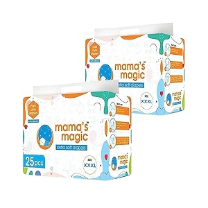 mama39s magic  baby pant diapers  extra soft - all round protection  super slim elastic  anti bacterial - absorbent material  size - xl  total piece - 25 pack of 1