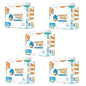 mama39s magic  baby pant diapers  extra soft - all round protection  super slim elastic  anti bacterial - absorbent material  size - xl  total piece - 25 pack of 1