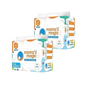 mama39s magic  baby pant diapers  extra soft - all round protection  super slim elastic  anti bacterial - absorbent material  size - xl  total piece - 25 pack of 1