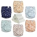 Mama Koala 3.0 Cloth Diapers for Babies with Suede Cloth Lining, 6 Pack with 6 Natural Cloth Diaper Inserts - Reusable and Washable Pocket Diapers (S-Cabin Vibes)