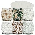 Mama Koala 3.0 Pocket Cloth Diapers for Babies with AWJ Lining, 6 Pack with 6 5-Layer Natural Cloth Diaper Inserts - Reusable and Washable Pocket Diapers(A-A Special Set)