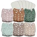 Mama Koala 3.0 Pocket Cloth Diapers for Babies with AWJ Lining, 6 Pack with 6 5-Layer Natural Cloth Diaper Inserts - Reusable and Washable Pocket Diapers(A-My Warm Heart)
