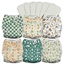 Mama Koala 3.0 Pocket Cloth Diapers for Babies with AWJ Lining, 6 Pack with 6 5-Layer Natural Cloth Diaper Inserts - Reusable and Washable Pocket Diapers(A-Desert Oasis)