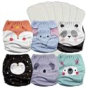 Mama Koala 3.0 Pocket Cloth Diapers for Babies with AWJ Lining, 6 Pack with 6 5-Layer Natural Cloth Diaper Inserts - Reusable and Washable Pocket Diapers(A-Love Animals)