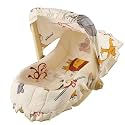 Mama Luv Mee 5 in 1 DLX Baby Carry Cot & Rocking Chair with Adjustable Handle | Large Canopy | Safety Lap Belt | Anti-Mosquito | Double Cushioned Washable Seat (Beige) (5 in 1)