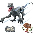 MAMABOO Remote Control Dinosaur Toys for Boys Kids Girls 3 4 5 6 7 8 Electronic RC Robot Toy Walking Roaring Velociraptor Realistic 18.1" Jurassic Dino Raptor Birthday Gift