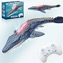 MAMABOO Remote Control Mosasaurus Dinosaur Toys for Boys Kids Swimming Pool High Simulation Toys, Electric RC Sea Monster with Light & Spray Water Birthday Gift for Ages 3 4 5 6 7 8 9