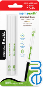 mamaearth charcoal black long stay kajal with vitamin c  chamomile for 11-hrs smudge-free