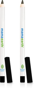 mamaearth charcoal black long stay kajal kohl pencil with free sharpener pack of 2