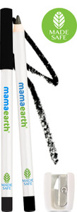 mamaearth charcoal black long stay kohl kajal black waterproof with castor oil  chamomile for 11-hour smudge-free stay with free sharpener