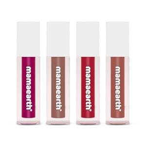 mamaearth feather light liquid matte mini lipstick set 12 ml x 4 16-hour long stay  weightless amp non-drying  made safe certified