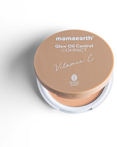 mamaearth glow oil control compact spf 30 with vitamin c  turmeric for 2x instant glow compact