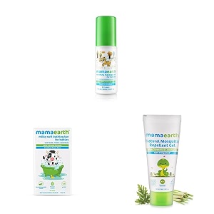 mamaearth soothing baby massage oil - 200ml amp milky soft bathing bar  75g x 2 amp natural mosquito repellent gel 50ml deet free protects from dengue malaria amp chikungunya pack of 1