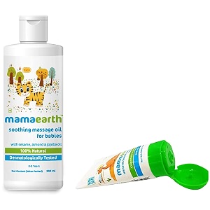 mamaearth soothing baby massage oil with sesame almond amp jojoba oil - 200ml amp mamaearth mineral based sunscreen for babies 50 ml50 g