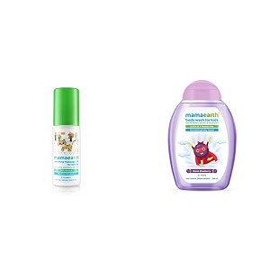 mamaearth soothing baby massage oil with sesame almond amp jojoba oil - 200ml amp mamaearth brave blueberry body wash for kids with blueberry oat protein 300 ml 1 count