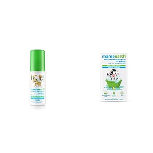 mamaearth soothing baby massage oil with sesame almond amp jojoba oil - 200ml amp milky soft bathing bar for babies with oats milk amp calendula  75g x 2