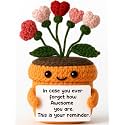 MAMAGIFTREE Crochet Heart Flower Gift – “You are Awesome” Encouragement Keepsake for Women, Friends, Coworkers, Thinking of You Gift