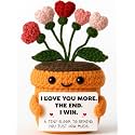 MAMAGIFTREE for Women, Crochet Heart Flower with I Love You More Card, Romantic Gift for Girlfriend Wife, Couple Keepsake