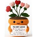 MAMAGIFTREE You Make My Heart Bloom Crochet Flower Pot – Handmade Love Keepsake with Message Card for Girlfriend, Wife, Women