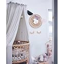 MAMERIA Kids Bed Canopy with Frills Cotton Hanging Tent Curtain Net for Reading Nook Hideaway Bedding Play Room Decor (Light Grey)