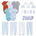 MAMIMAKA Newborn Layette Gift Set Bodysuits Pants for Baby Girl and Boy 24 Piece 100% Cotton Essentials and Accessories