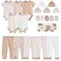 MAMIMAKA Newborn Layette Gift Set Bodysuits Pants for Baby Girl and Boy 24 Piece 100% Cotton Essentials and Accessories