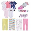 MAMIMAKA Newborn Layette Gift Set Bodysuits Pants for Baby Girl and Boy 24 Piece 100% Cotton Essentials and Accessories
