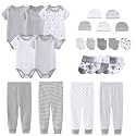 MAMIMAKA Newborn Layette Gift Set Bodysuits Pants for Baby Girl and Boy 24 Piece 100% Cotton Essentials and Accessories