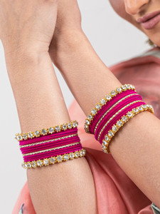 mamon creations metal fabric alloy crystal gold-plated bangle set